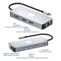BYL-2401 8 in 1 Type-C to PD100W + USB3.0 + HDMI + DP + RJ45 HUB Docking Station(Space Grey)