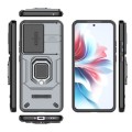 For OPPO Reno11 F 5G Global Sliding Camshield TPU + PC Shockproof Phone Case with Holder(Grey)