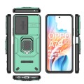 For OPPO A79 5G Global Sliding Camshield TPU + PC Shockproof Phone Case with Holder(Green)