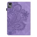 For Lenovo Tab M11 / Xiaoxin Pad 11 2024 Peacock Embossed Pattern Leather Tablet Case(Purple)
