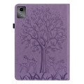 For Lenovo Tab M11 / Xiaoxin Pad 11 2024 Tree & Deer Embossed Leather Tablet Case(Purple)