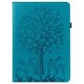 For Lenovo Tab M11 / Xiaoxin Pad 11 2024 Tree & Deer Embossed Leather Tablet Case(Blue)