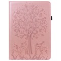 For Lenovo Tab M11 / Xiaoxin Pad 11 2024 Tree & Deer Embossed Leather Tablet Case(Pink)