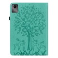 For Lenovo Tab M11 / Xiaoxin Pad 11 2024 Tree & Deer Embossed Leather Tablet Case(Green)