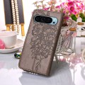For Google Pixel 9 Embossed Butterfly Leather Phone Case(Grey)