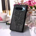 For Google Pixel 9 Embossed Butterfly Leather Phone Case(Black)