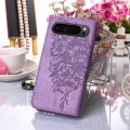 For Google Pixel 9 Pro Embossed Butterfly Leather Phone Case(Purple)