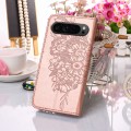 For Google Pixel 9 Pro Embossed Butterfly Leather Phone Case(Rose Gold)