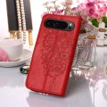 For Google Pixel 9 Pro Embossed Butterfly Leather Phone Case(Red)