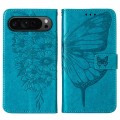 For Google Pixel 9 Pro Embossed Butterfly Leather Phone Case(Blue)