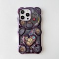 For iPhone 15 Pro Bear Shaped Embossed Electroplated TPU Phone Case(Purple)