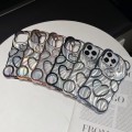 For iPhone 15 Pro Max Bear Shaped Embossed Electroplated Laser TPU Phone Case(Silver)