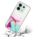 For Xiaomi Poco X6 5G Hollow Marble Pattern TPU Straight Edge Phone Case(Green)