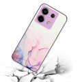 For Xiaomi Poco X6 5G Hollow Marble Pattern TPU Straight Edge Phone Case(Pink)