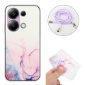 For Xiaomi Redmi Note 13 Pro 4G / Poco M6 Pro 4G Hollow Marble Pattern TPU Phone Case with Neck Stra