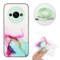 For Xiaomi Redmi A3 4G Hollow Marble Pattern TPU Phone Case with Neck Strap Rope(Green)