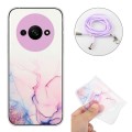 For Xiaomi Redmi A3 4G Hollow Marble Pattern TPU Phone Case with Neck Strap Rope(Pink)