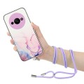 For Xiaomi Redmi A3 4G Hollow Marble Pattern TPU Phone Case with Neck Strap Rope(Pink)
