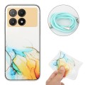 For Xiaomi Redmi K70E / Poco X6 Pro 5G Hollow Marble Pattern TPU Phone Case with Neck Strap Rope(Yel