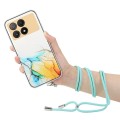 For Xiaomi Redmi K70E / Poco X6 Pro 5G Hollow Marble Pattern TPU Phone Case with Neck Strap Rope(Yel