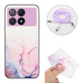 For Xiaomi Redmi K70E / Poco X6 Pro 5G Hollow Marble Pattern TPU Phone Case with Neck Strap Rope(Pin