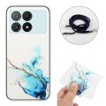 For Xiaomi Redmi K70E / Poco X6 Pro 5G Hollow Marble Pattern TPU Phone Case with Neck Strap Rope(Blu