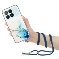 For Xiaomi Redmi K70E / Poco X6 Pro 5G Hollow Marble Pattern TPU Phone Case with Neck Strap Rope(Blu