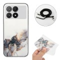 For Xiaomi Redmi K70E / Poco X6 Pro 5G Hollow Marble Pattern TPU Phone Case with Neck Strap Rope(Bla