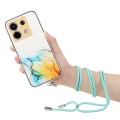 For Xiaomi Poco X6 5G Hollow Marble Pattern TPU Phone Case with Neck Strap Rope(Yellow)