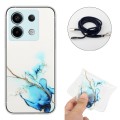 For Xiaomi Poco X6 5G Hollow Marble Pattern TPU Phone Case with Neck Strap Rope(Blue)