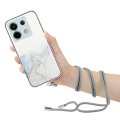 For Xiaomi Poco X6 5G Hollow Marble Pattern TPU Phone Case with Neck Strap Rope(Grey)
