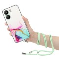 For Xiaomi Redmi 13C 4G / Poco C65 Hollow Marble Pattern TPU Phone Case with Neck Strap Rope(Green)
