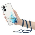For Xiaomi Redmi 13C 4G / Poco C65 Hollow Marble Pattern TPU Phone Case with Neck Strap Rope(Blue)