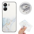 For Xiaomi Redmi 13C 4G / Poco C65 Hollow Marble Pattern TPU Phone Case with Neck Strap Rope(Grey)