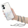 For Xiaomi Redmi 13C 4G / Poco C65 Hollow Marble Pattern TPU Phone Case with Neck Strap Rope(Grey)