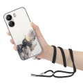 For Xiaomi Redmi 13C 4G / Poco C65 Hollow Marble Pattern TPU Phone Case with Neck Strap Rope(Black)