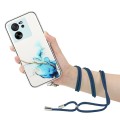 For Xiaomi 13T / 13T Pro Hollow Marble Pattern TPU Phone Case with Neck Strap Rope(Blue)