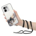For Xiaomi 13T / 13T Pro Hollow Marble Pattern TPU Phone Case with Neck Strap Rope(Black)