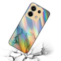 For Xiaomi Poco X6 5G Laser Marble Pattern Clear TPU Protective Phone Case(Yellow)