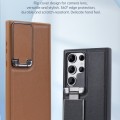 For Samsung Galaxy S24+ 5G Lens Flip Cover All-inclusive Phone Case with Holder(Brown)
