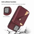 For iPhone 12 / 12 Pro Crossbody Zipper Card Bag RFID Anti-theft Phone Case(Wine Red)