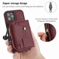 For iPhone 12 Pro Max Crossbody Zipper Card Bag RFID Anti-theft Phone Case(Wine Red)