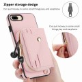 For iPhone SE 2022 / SE 2020 Crossbody Zipper Card Bag RFID Anti-theft Phone Case(Pink)