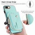 For iPhone 8 Plus / 7 Plus Crossbody Zipper Card Bag RFID Anti-theft Phone Case(Mint Green)