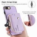 For iPhone 8 Plus / 7 Plus Crossbody Zipper Card Bag RFID Anti-theft Phone Case(Purple)