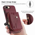 For iPhone 8 Plus / 7 Plus Crossbody Zipper Card Bag RFID Anti-theft Phone Case(Wine Red)