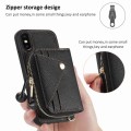 For iPhone XS Max Crossbody Zipper Card Bag RFID Anti-theft Phone Case(Black)
