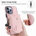 For iPhone 13 Pro Max Crossbody Zipper Card Bag RFID Anti-theft Phone Case(Pink)