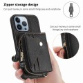 For iPhone 13 Pro Max Crossbody Zipper Card Bag RFID Anti-theft Phone Case(Black)