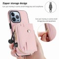 For iPhone 13 Pro Crossbody Zipper Card Bag RFID Anti-theft Phone Case(Pink)